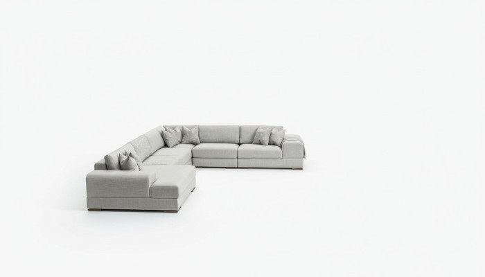 Sofá en forma de L para la sala de estar, muebles modernos, sofá de diseñador de tela.