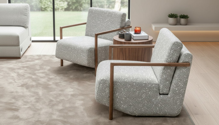 Sillón Sala de estar Muebles Diseño Moderno Tapizado 1 Plaza Relax Gris Club