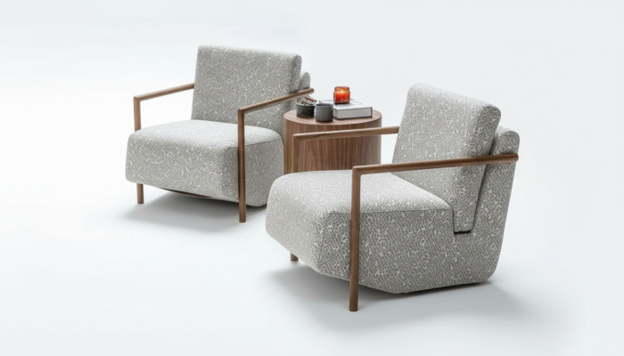 Sillón Sala de estar Muebles Diseño Moderno Tapizado 1 Plaza Relax Gris Club