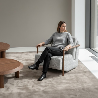 Sillón Gris Salón Muebles Diseño Moderno Lujo Asiento Club Relax