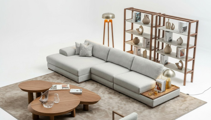 Sofá sofá tapicería muebles salón gris conjunto de esquina de sofá suave.