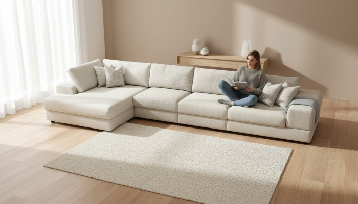 Sofá de esquina Muebles de salón Sofá moderno en forma de L Lujo Nuevo Gris