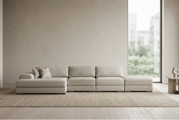 Sofá de esquina en forma de L para la sala de estar, tapizado en textil, diseño moderno de lujo 415 x 150