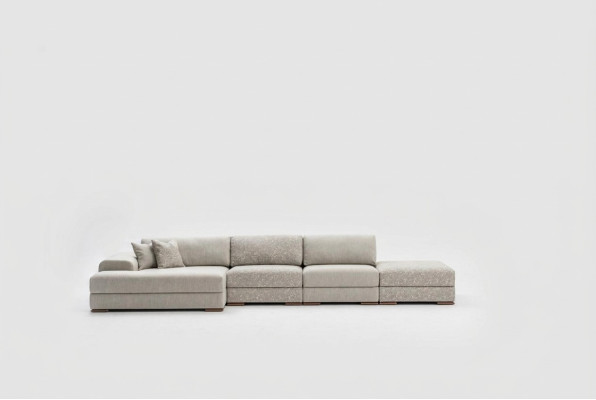 Sofá de esquina en forma de L para la sala de estar, tapizado en textil, diseño moderno de lujo 415 x 150