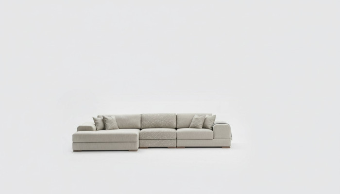 Sofá de esquina en forma de L, conjunto de salón de lujo en gris, sofá moderno, muebles.