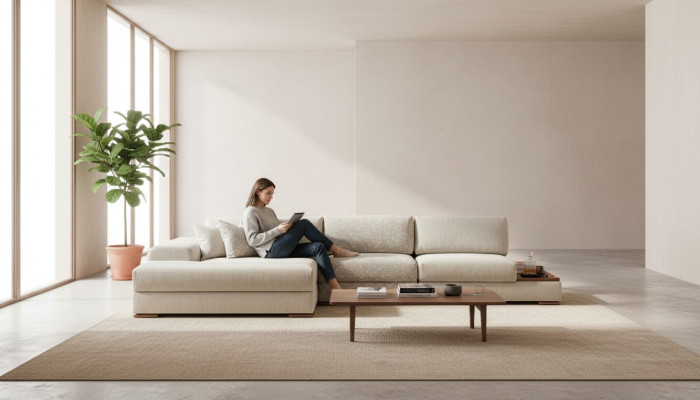 Sofá esquinero sofá sofá en forma de L salón de lujo diseño moderno muebles textiles