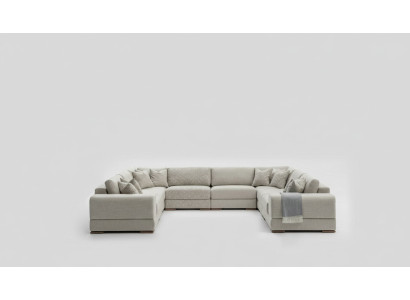 Sofá en forma de U Diseño moderno Sala de estar de lujo Grande Gris Sofá de esquina Nuevo
