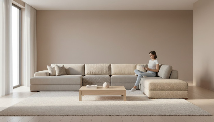 Sofá de esquina, sofá de tela, sofá grande en forma de U, sofá tapizado 150x425x290
