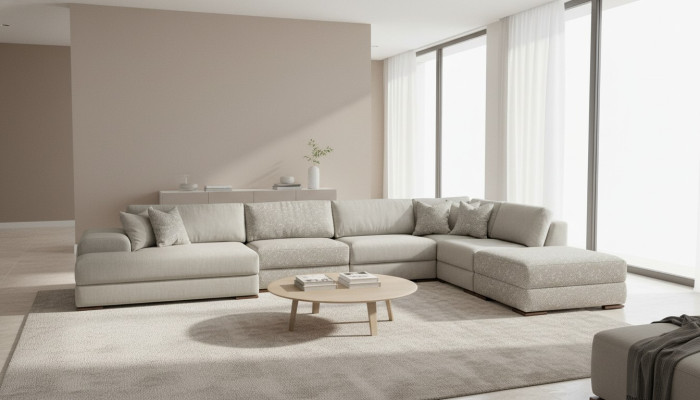 Sofá de esquina, sofá de tela, sofá grande en forma de U, sofá tapizado 150x425x290