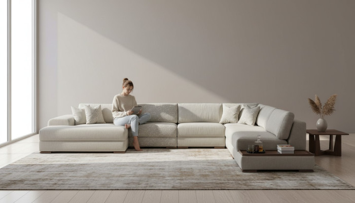 Sofá sofá sala de estar sofá de esquina Diseño moderno Muebles en forma de U Sofá de tela
