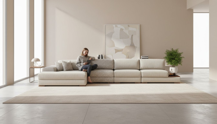 Sofá esquinero en forma de L, conjunto de salón de lujo gris, diseño de muebles de esquina 455x150.