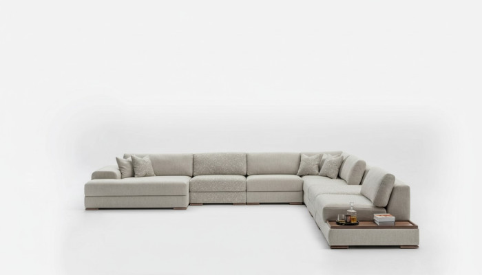 Sofás en forma de U Diseño moderno Muebles de lujo Sala de estar gris Sofá de esquina Nuevo