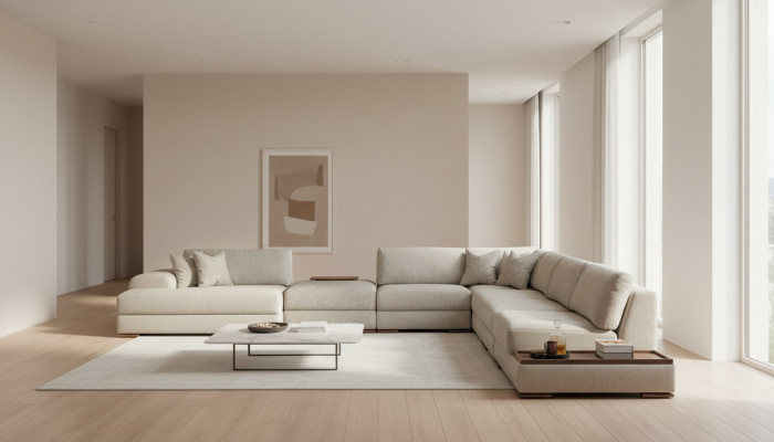 Sofá esquinero en forma de U, muebles de diseño de salón en gris, sofá tapizado de esquina