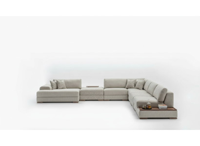 Sofá esquinero en forma de U, muebles de diseño de salón en gris, sofá tapizado de esquina