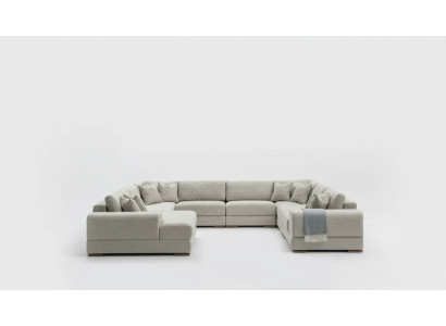 Sofá diseño de lujo para el salón en forma de U con chaise longue, muebles de sofá.
