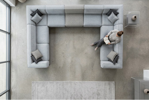 Sofá de esquina en forma de U Sala de estar Diseño moderno Grande Gris Sofá Nuevo