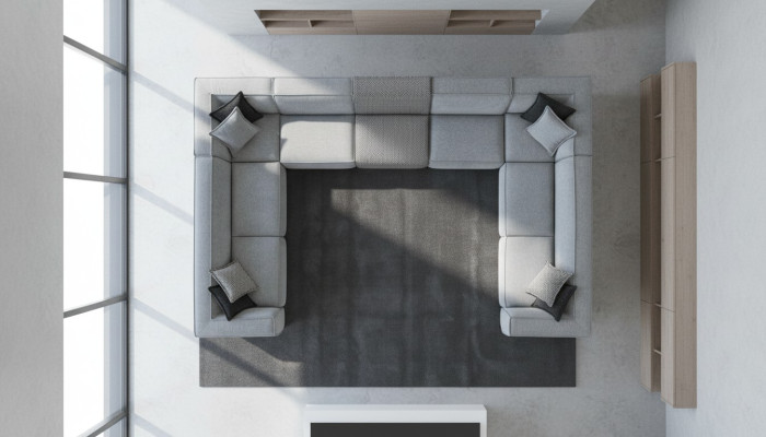 Sofá de esquina en forma de U Sala de estar Diseño moderno Grande Gris Sofá Nuevo