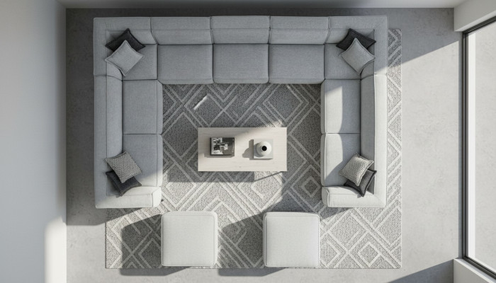 Sofá en forma de U Sofá tapizado moderno Sofá de salón Diseño textil