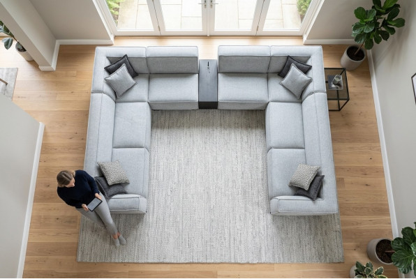 Sofá en forma de U para sala de estar, muebles lujosos modernos, sofá grande, sofá de esquina.