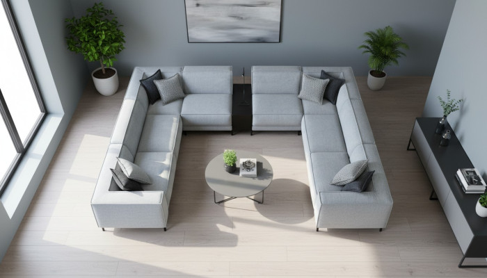 Sofá en forma de U para sala de estar, muebles lujosos modernos, sofá grande, sofá de esquina.