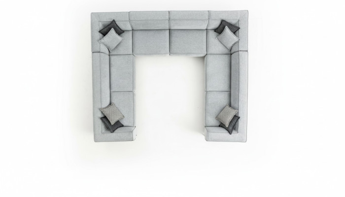 Sofá esquinero de salón en forma de U de lujo, diseño moderno gris, gran sofá de salón.