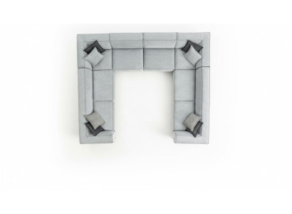 Sofá esquinero de salón en forma de U de lujo, diseño moderno gris, gran sofá de salón.