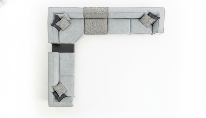 Sofá de esquina de tela, diseño moderno, sofá acolchado, forma de L, sofás de 430x375cm.