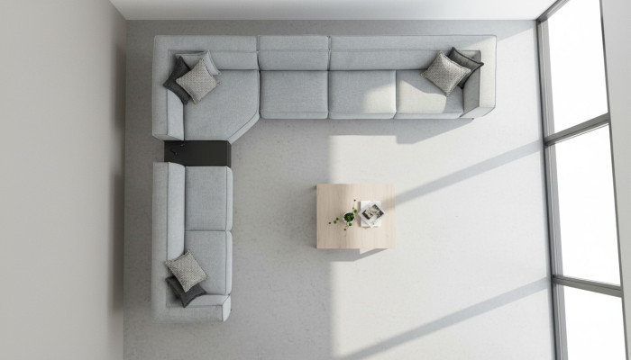 Sofá en forma de L Sofá Acolchado Sala de estar Diseño moderno Sofá esquinero Textil Sofás