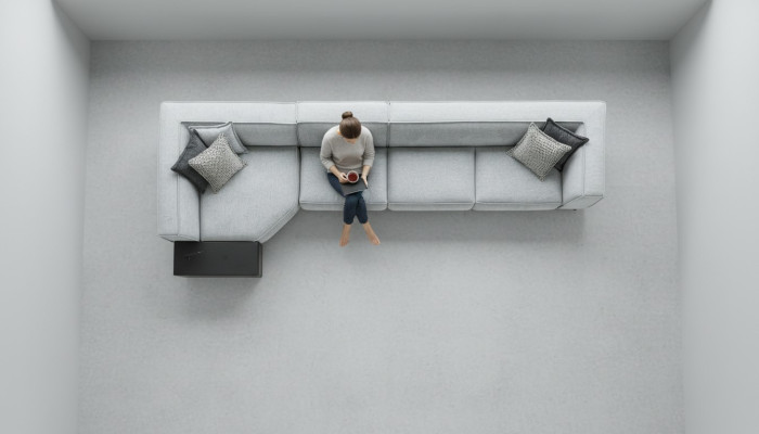 Conjunto de esquina Sofá Gris Tela Muebles Sofás 430x165 Sofás Sofás
