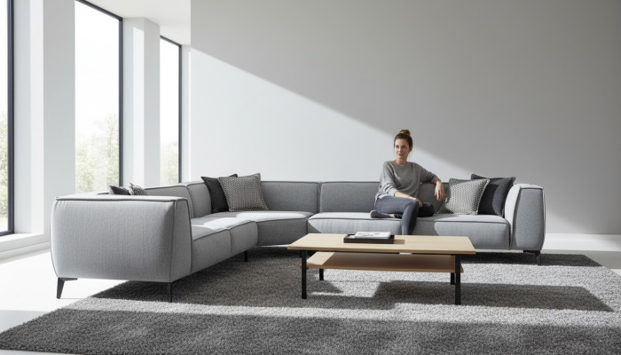 Sofá esquinero sofá tapizado sofá de salón sofá en forma de L Diseño moderno Nuevo