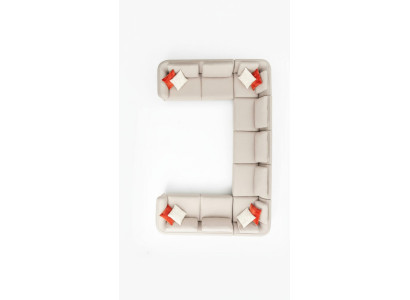 Sofá en forma de U de lujo para salón, sofá de esquina beige, diseño de sofá tapizado moderno.
