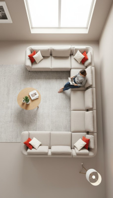 Sofá en forma de U Sala de estar Sofá esquinero Beige Sofá tapizado Diseño moderno