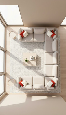 Sofá en forma de U Sala de estar Sofá esquinero Beige Sofá tapizado Diseño moderno