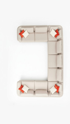 Sofá en forma de U Sala de estar Sofá esquinero Beige Sofá tapizado Diseño moderno