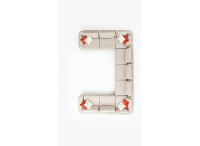 Sofá en forma de U Sala de estar Sofá esquinero Beige Sofá tapizado Diseño moderno