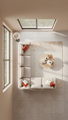 Sofá esquinero en forma de L diseño moderno de lujo sala de estar beige sofá
