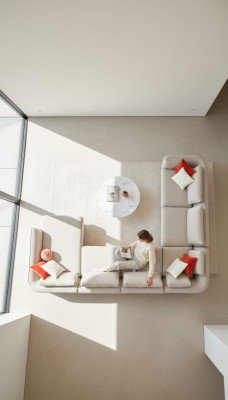 Sofá de esquina Muebles Tapizado Sofá Sofás Sala de estar Paisaje de tela