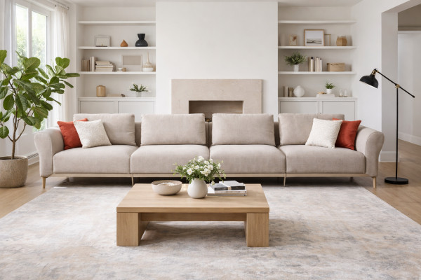 Sofá de 6 plazas sofá tapizado de lujo salón moderno diseño estilo nuevo.