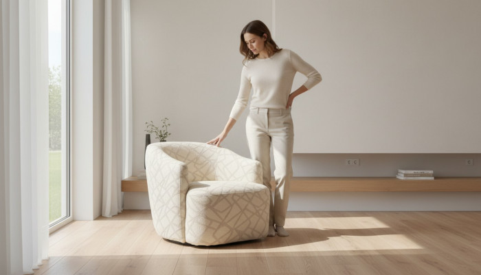 Sillón de cóctel acolchado en un color agradable en un diseño moderno.