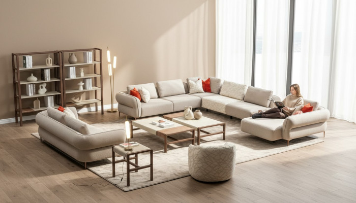 Juego de sofá 2+1 plazas en forma de U Conjunto de sofás de sala de estar de lujo