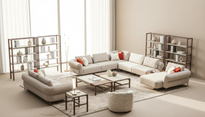 Juego de sofá 2+1 plazas en forma de U Conjunto de sofás de sala de estar de lujo