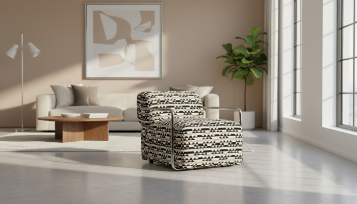 Sillón Muebles Sala de estar Lujo Sillón tapizado Relax Club Diseño 98x74x71