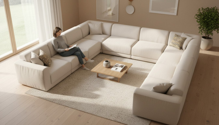Sofá en forma de U sofá tapizado sala de estar sofá esquinero diseño moderno sofá de esquina