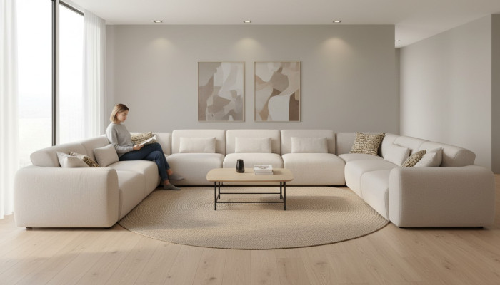 Sofá esquinero en forma de U Estilo de lujo para la sala de estar Moderno Sofá tapizado en textil