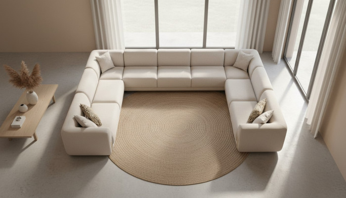 Sofá esquinero en forma de U Estilo de lujo para la sala de estar Moderno Sofá tapizado en textil
