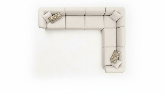 Sofá esquinero en forma de L color beige, conjunto de muebles en estilo textil 405x315 sofá.