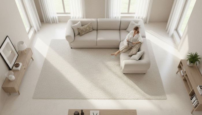 Sofá en forma de L Beige Sofá tapizado Sala de estar Muebles de tela Estilo moderno.