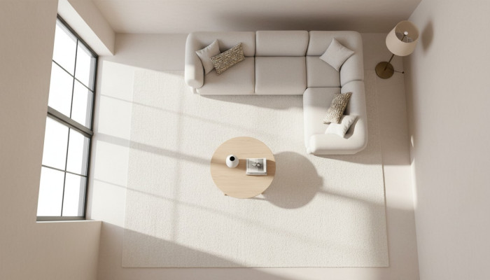 Sofá en forma de L Beige Sofá tapizado Sala de estar Muebles de tela Estilo moderno.