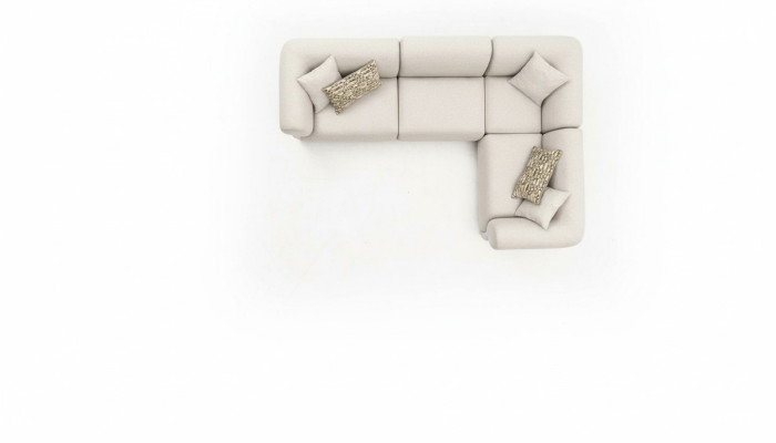 Sofá en forma de L Beige Sofá tapizado Sala de estar Muebles de tela Estilo moderno.