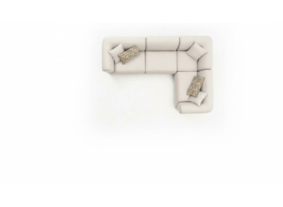 Sofá en forma de L Beige Sofá tapizado Sala de estar Muebles de tela Estilo moderno.
